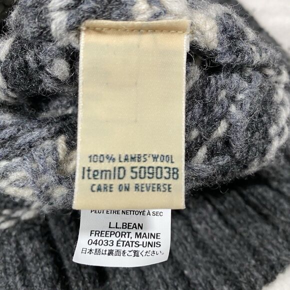 LL Bean Women’s XS Fair Isle Sweater Nordic Jumper Gray Lambs Wool Crewneck - Picture 5 of 8